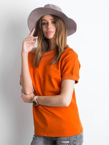 Женская блузка с коротким рукавом на одно плечо темно-оранжевая Factory Price