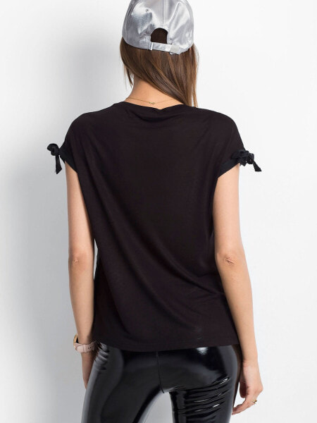 Женская блузка свободного кроя с коротким рукавом черная Factory Price