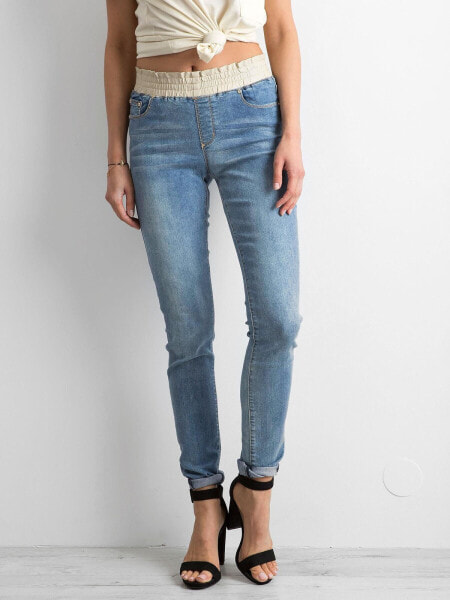 Женские джинсы скинни на резинке голубые Factory Price