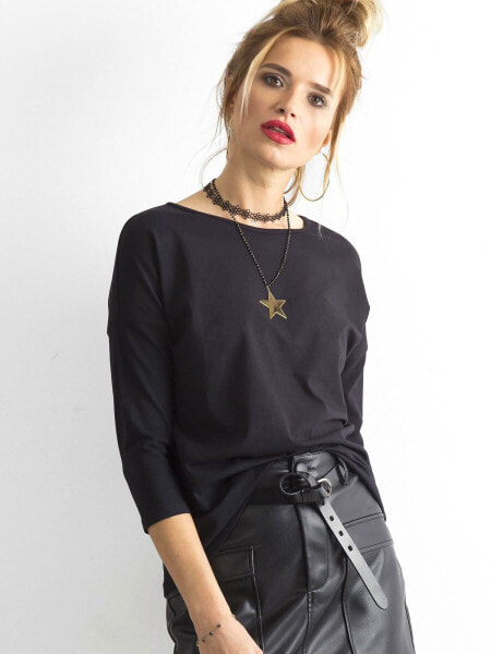 Женская блузка с удлиненным рукавом черная Factory Price
