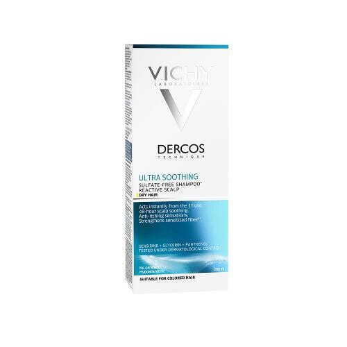 Vichy Dercos Ultra Soothing Sulfate Free Shampoo Успокаивающий шампунь-уход без сульфатов для нормальных и жирных волос 200 мл