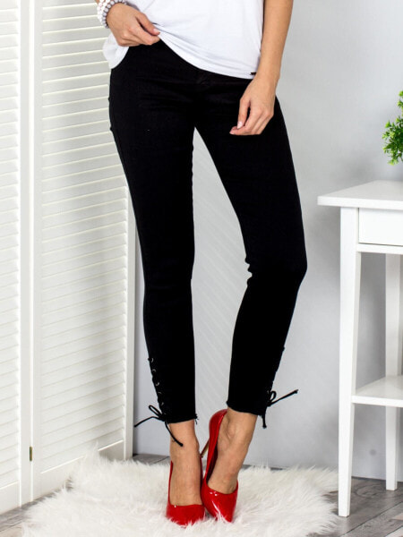 Женские джинсы кинни со средней посадкой   укороченные черные  Factory Price