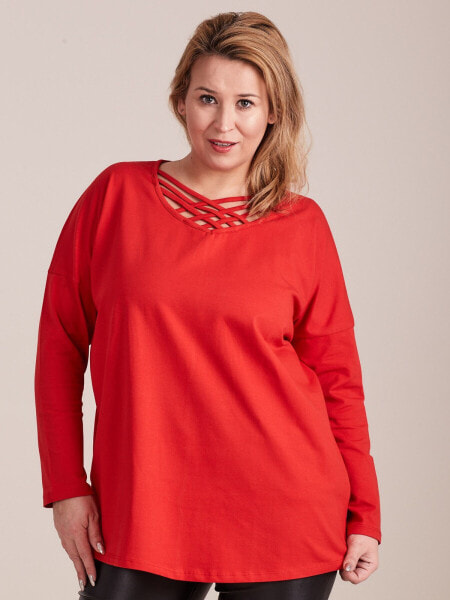 Женская блузка свободной посадки с длинным рукавом красная Factory Price