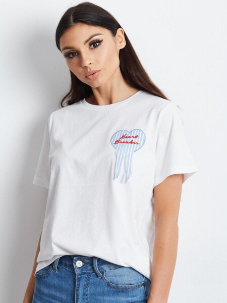 Женская футболка Factory Price хлопок, короткий рукав, круглый вырез, логотип