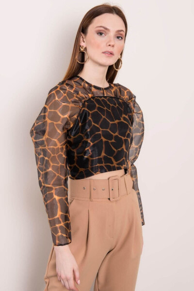 Женская укороченная блузка с длинным полупрозрачным рукавом Factory Price