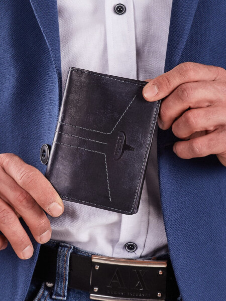 Мужское портмоне кожаное синее вертикальное без застежки Portfel-CE-PF-N4-HP-3.99-ciemny niebieski	Factory Price