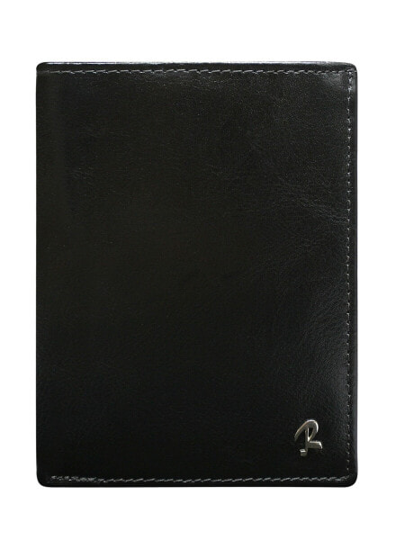 Мужское портмоне кожаное черное вертикальное без застежки Factory Price Portfel-CE-PR-N104-BSR-VT.43-czarny