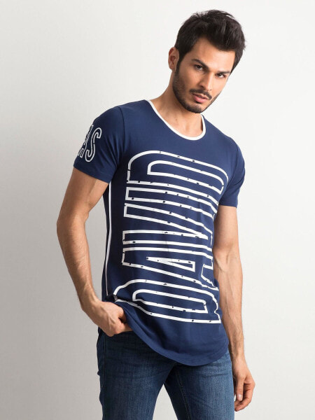 Мужская футболка повседневная синяя с надписью Factory Price-РТ-ТС-1-11152Т.22-