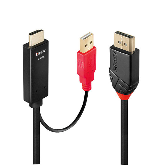 Lindy 41426 кабельный разъем/переходник DisplayPort HDMI A/USB A Черный, Красный
