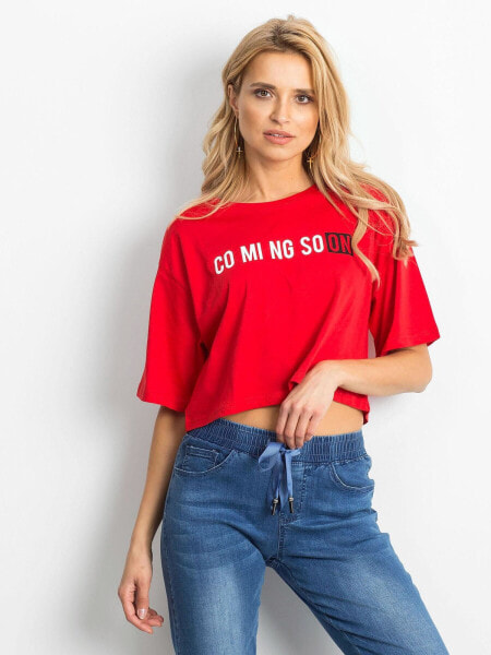 Женская футболка свободного кроя кроп-топ красная Factory Price