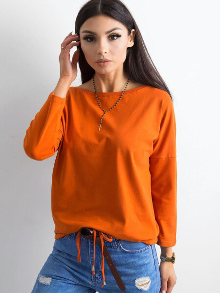 Женская блузка с длинным рукавом и открытыми плечами на завязках - оранжевая Factory Price