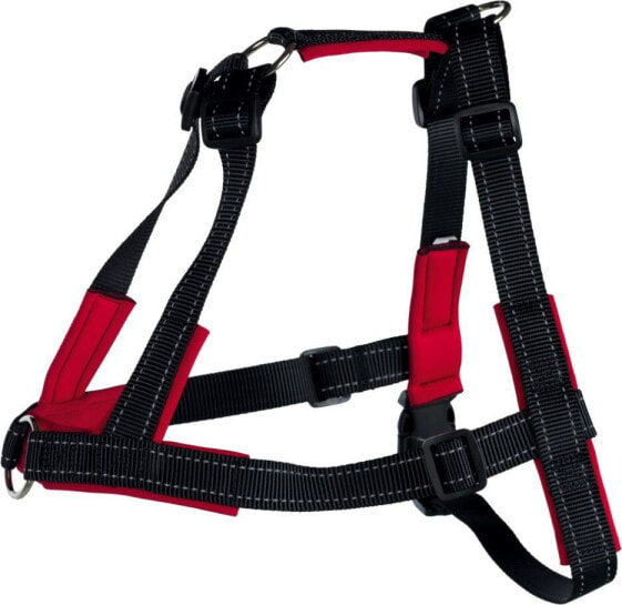 Trixie Dog Harness Lead Walk Soft, black red, size SM, 45-70cm