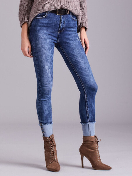 Женские джинсы скинни со средней посадкой синие  укороченные Factory Price