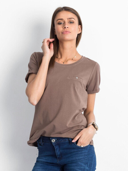 Женская футболка свободного кроя кофейного цвета Factory Price