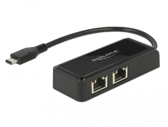 DeLOCK 63927 кабельный разъем/переходник USB 3.1 Gen 1 Type-C 2x RJ-45 Черный