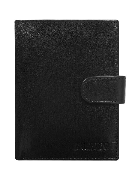 Мужское портмоне кожаное черное вертикальное на кнопке Portfel-CE-PF-N4L-BAU.21-czarny Factory Price