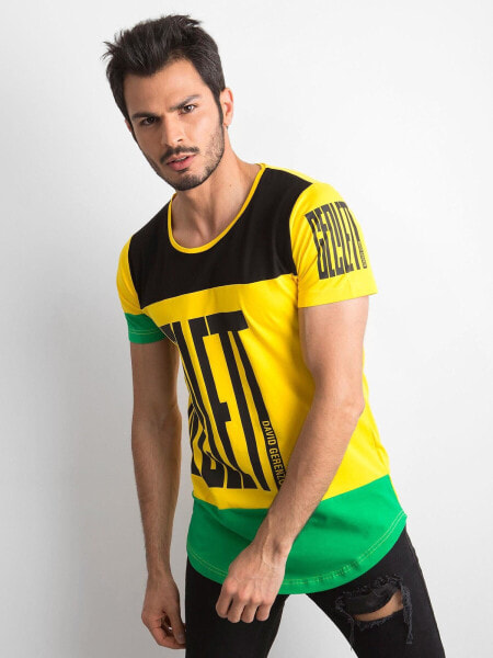 Мужская футболка повседневная желтая зеленая с надписями Factory Price-РТ-ТС-1-11157Т.30