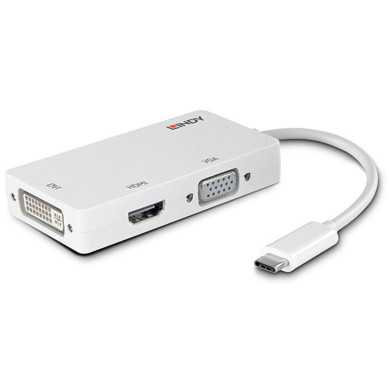 Lindy 43273 кабельный разъем/переходник USB-C HDMI/DVI/VGA Белый