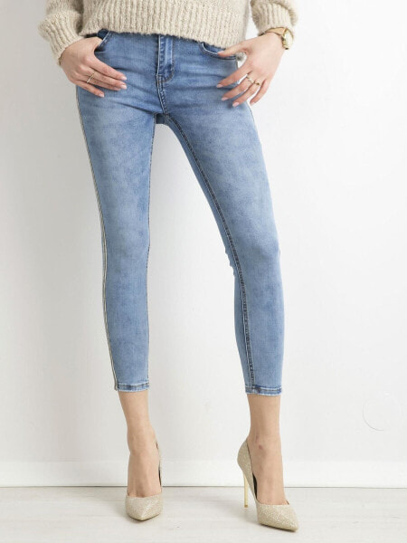 Женские джинсы  скинни со средней посадкой укороченные  голубые Factory Price