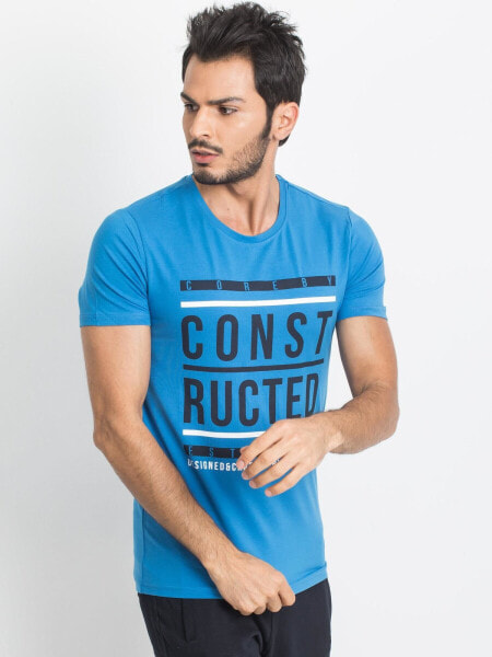 Мужская футболка повседневная синяя с надписью Factory Price-298-TS-TL-87310.03X