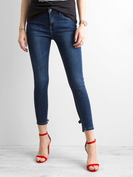 Женские джинсы  скинни со средней посадкой укороченные синие Factory Price
