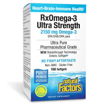 Рыбий жир и Омега 3, 6, 9 Natural Factors RX Omega-3 Ultra Strength Омега-3 - ЭПК/ДГК/ДПК из рыбьего жира 2150 мг 150 гелевых капсул