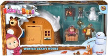 Кукольные домики для девочек зимний медвежий домик от SIMBA с мебелью и фигурками. Из серии "Маша и медведь". Пластик. От 3 лет.
