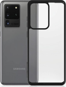Чехлы для смартфонов чехол Samsung Galaxy S20 силиконовый прозрачный с черной окантовкой PanzerGlass