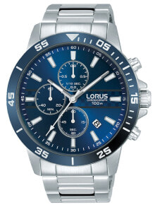 Мужские наручные часы с браслетом Мужские наручные часы с серебряным браслетом Lorus RM303FX9 Chrono Mens 44mm 10ATM