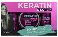 Наборы средств для волос vivapharm Keratin & Koffein Gift Set Набор: Кератиновый шампунь для волос с кофеином 200 мл + Кератиновый бальзам для волос с кофеином 200 мл + Кератиновая маска для волос с кофеином 200 мл