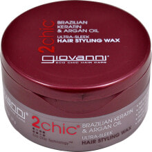 Воск и паста для укладки волос Giovanni 2chic Ultra-Sleek Hair Styling Wax Воск для укладки волос с бразильским кератином и аргановым маслом 57 г