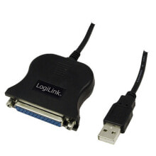 Компьютерные разъемы и переходники logiLink UA0054A кабельный разъем/переходник Type A D-Sub 25-pin Черный