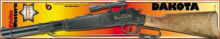Бластеры, автоматы и пистолеты игрушечная самовзводная винтовка Dakota с оптическим прицелом. Тип пистонов: 100 зарядные. Длина 64 см. От 8 лет. Металл и пластик.