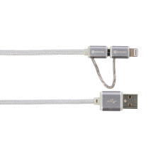 Кабели для зарядки, компьютерные разъемы и переходники Skross 2in1 Charge'n Sync - Steel Line USB кабель 1 m USB A Micro-USB B/Lightning Серебристый 2.700241