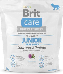 Сухой корм для животных Brit, Care Grain-free Junior Larg, для взрослых, беззерновой, с лососем, 1 кг