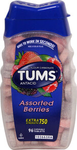 Витамины и БАДы для пищеварительной системы Tums Antacid Chewable Tablets Assorted Berries  Антацидные жевательные таблетки от изжоги  90 таблеток с ягодным вкусом