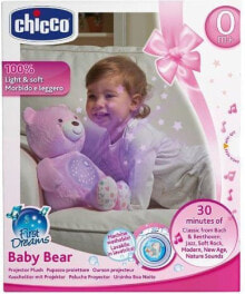 Ночники и декоративные светильники для малышей Детский декоративный ночник Chicco Мишка-плюшевый, со светомузыкальным проектором, розовый 80151