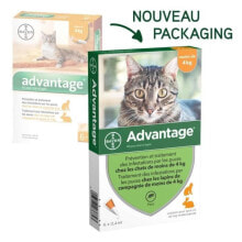 Средства от блох и клещей для кошек ADVANTAGE 40 - 6 антипаразитарных пипеток - Для кошек и кроликов весом до 4 кг.