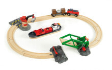 Наборы игрушечных железных дорог, локомотивы и вагоны для мальчиков BRIO Деревянная железная дорога Порт с паромом 33061