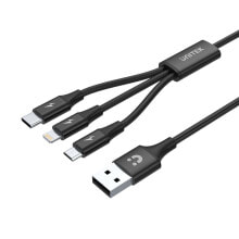Кабели для зарядки, компьютерные разъемы и переходники UNITEK C14049BK USB кабель 1,2 m 2.0 USB C Micro-USB B/Lightning Черный