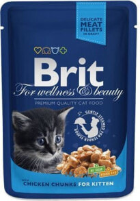 Влажные корма для кошек Влажный корм для кошек Brit Premium, кусочки с разными вкусами, 12 х 100 г