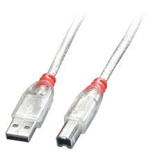 Компьютерные разъемы и переходники Lindy 41755 USB кабель 5 m 2.0 USB A USB B Прозрачный