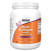 Коллаген nOW Multi Collagen Protein Types I II & III Комплекс с коллагеном типов 1.2 и 3, витамином С и экстрактом виноградных косточек для здоровья костей, суставов и кожи 453 г