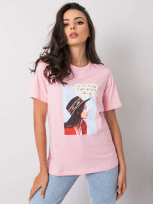 Женские футболки Женская футболка свободного кроя розовая с принтом Factory Price