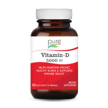 Витамин D Pure Essence Labs Vitamin-D Витамин D для поддержки костей и иммунитета 5000 МЕ 30 веганских капсул