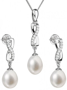 Наборы женских ювелирных украшений Silver jewelry set with natural pearls Pavon 29041.1