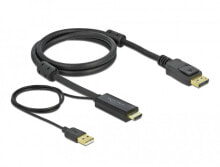 Кабели и провода для строительства deLOCK 85963 видео кабель адаптер 1 m HDMI Тип A (Стандарт) DisplayPort + USB Type-A Черный