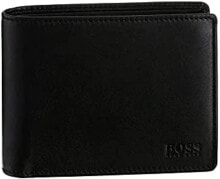 Мужские кошельки и портмоне мужское портмоне кожаное черное горизонтальное без застежки Hugo Boss Mens Arezzo Wallet