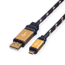Компьютерные разъемы и переходники ROLINE 11.02.8825 USB кабель 0,8 m 2.0 USB A Micro-USB B Черный, Золото