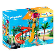 Детские игровые наборы и фигурки из дерева Игровой набор с элементами конструктора Playmobil Аквапарк с горками ,132 детали